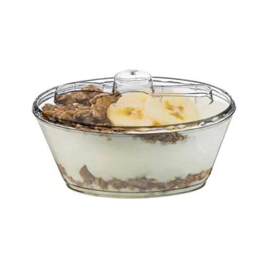 Clear Oval Plastic Mini Cup with Lid and Spoon - 4 oz. (288 Cups) {2}