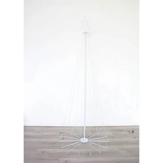 7FT Tree Light Outdoor w Star Warm White {3}