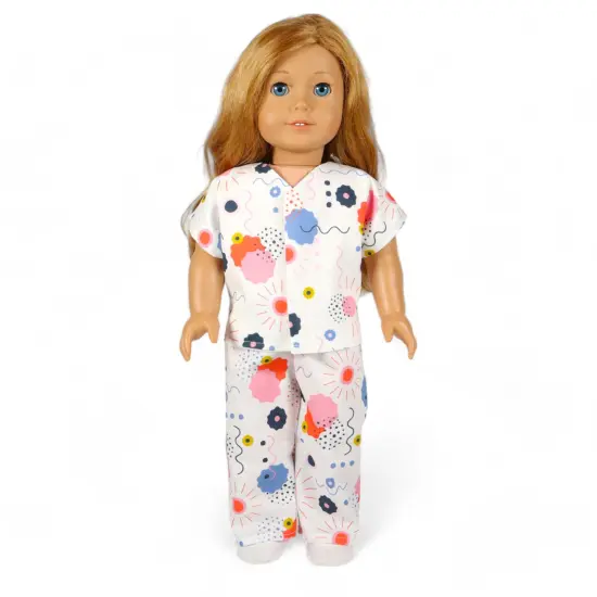 Crosscut Sewing Co.&reg; Doll Pajama Sewing Project Kit - Beginner Friendly DIY Sewing Kit White geo {3}