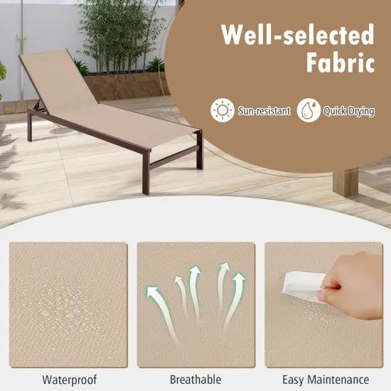 Costway Patio 6-Position Lounge Chair Chaise Aluminium Adjust Recliner {6}