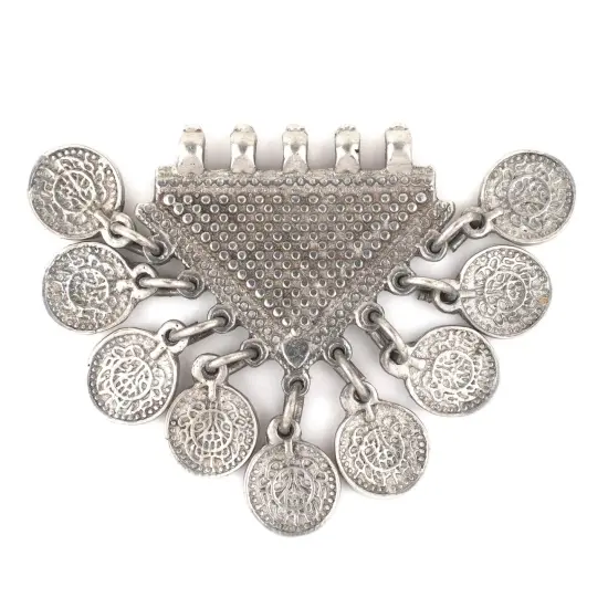 The Bead Chest Silver Tribal Coin Dangle Pendant {1}