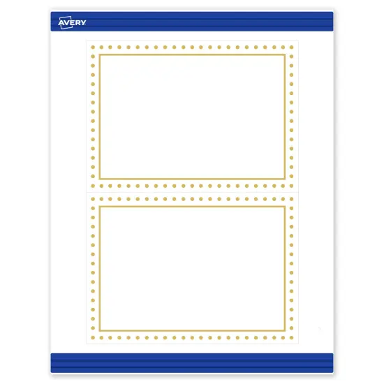 Avery Printable Rectangle Invitation Cards, Gold Border with Gold Dots, 5" x 7", Matte White Rectangle Invitation Cards, Laser/Inkjet, 20ct, Great for Invitation Cards {1}