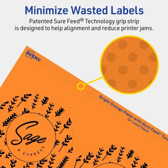 Avery Bright Orange Paper Labels, 3.5" Diameter Round {4}