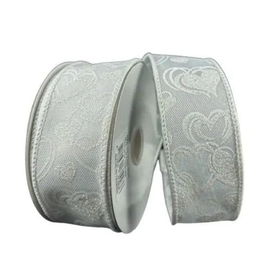 1.5" White Glitter Lisa Hearts: White (10 Yards) {1}