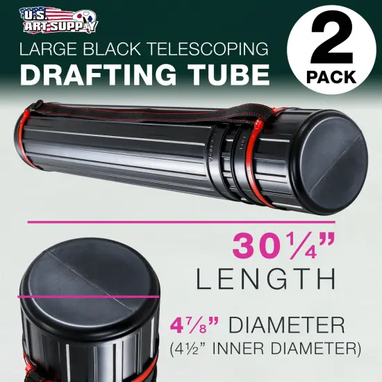 Large Telescoping Drafting Tube (Pack of 2) - 4-7/8" Outside/4-1/2" Inside Diameter, Expands 30-1/4" to 47-3/4", with Shoulder Strap {2}