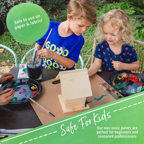 Acrylic Paint Set for Adults and Kids - 24 Pack of 12mL Paints with 3 Art Brushes, Non-Toxic Craft Paint for Easter Eggs, Ceramic Rock Paint - Art Supplies {2}