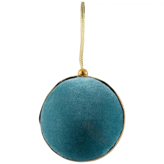 Northlight Velour Christmas Ball Ornament with Ribbon Stripe - 3.25" - Teal Green {4}