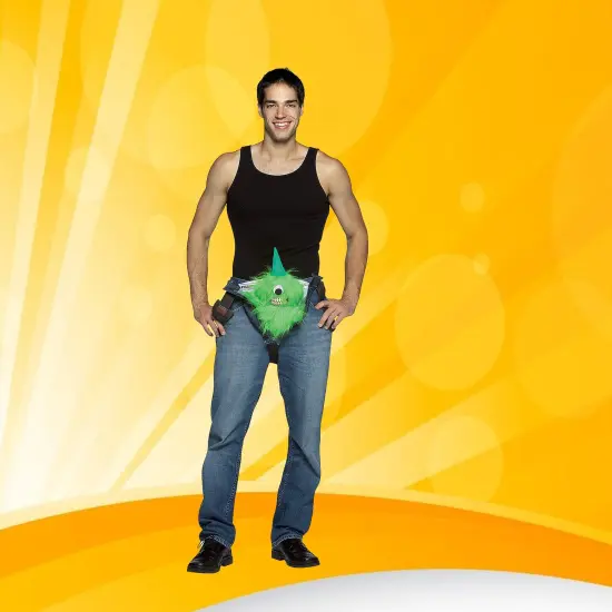 Furry Green One Eyed Monster, Costume Codpiece Funny Halloween Gag Wearable Accessory {2}