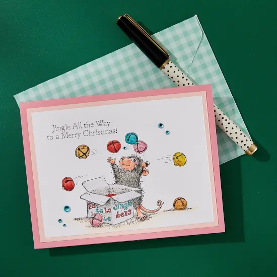 House Mouse Cling Rubber Stamp-Jingle Bell Wishes {5}