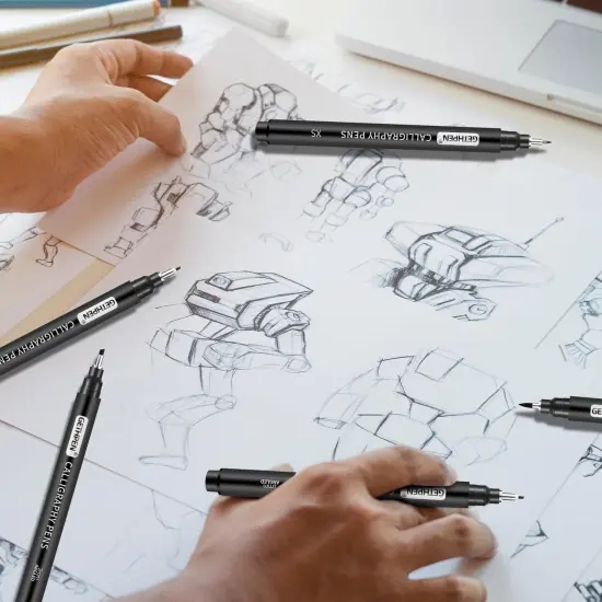 GETHPEN 10-Size Calligraphy Pen &ndash; Brush Pens Calligraphy Set Hand Lettering Pen for Beginners Art Drawing & Greeting Cards &ndash; Calligraphy Pens Black Archival Ink Pens Kit for Sketching, Scrapbooking {4}