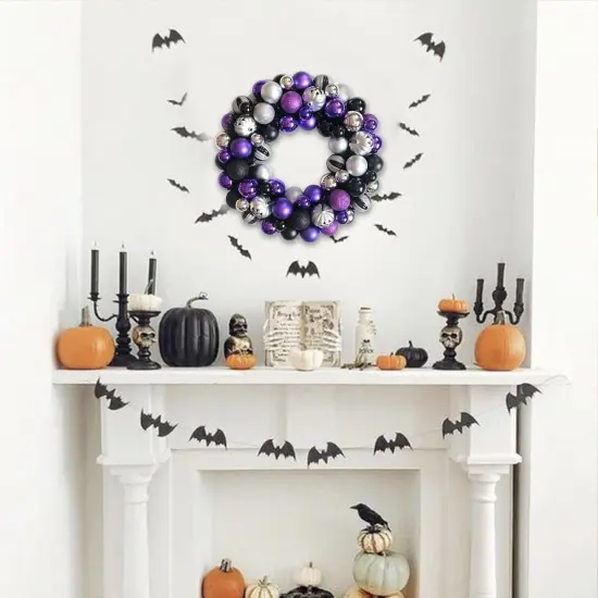 Halloween Ball Wreath - Sliver Purple Black Color {2}