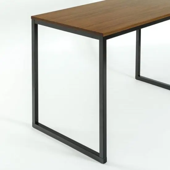 Modern Wood Top Desk with Heavy Duty Steel Frame Perfect for Home Office and Study Use Black {3}