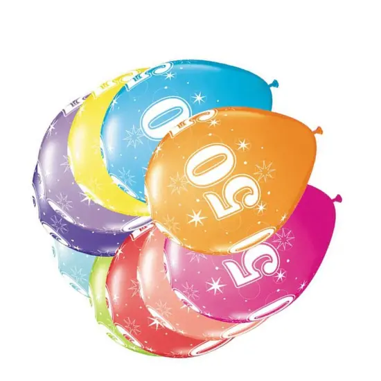 50 A Round Latex Balloons 11" 6 Pack 50th Birthday Anniversary Party Balloons {4}