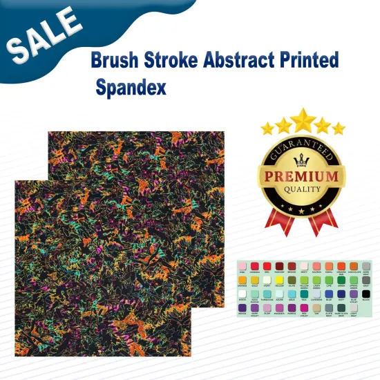 Brush Stroke Abstract Printed Spandex Fabric {1}
