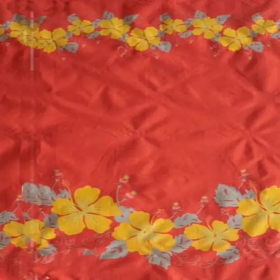 1 Yard Hibiscus Double Border Polyester Fabric, 60 Inches Width, Durable Tropical Print Materia Mangenta/Pe {3}