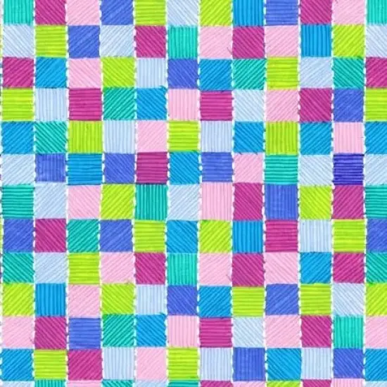 Multi Color Geo Squares 44"/45" Fabric Per Yard {1}