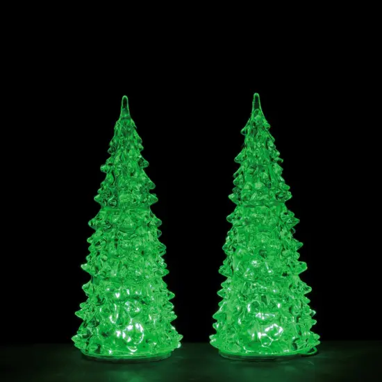 Lemax 7 Inch Crystal Color changing Trees - Set of 2 {2}