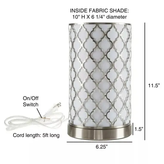 Table Light 11 Inch Metal Quatrefoil Pattern Fabric Shade LED Bulb Included {4}