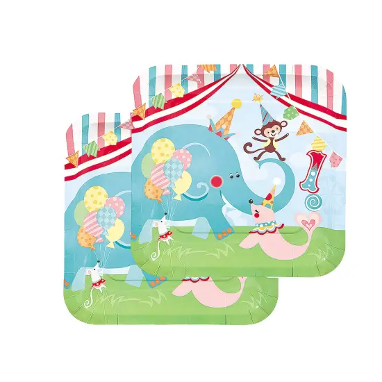 1st Birthday Circus Party Paper Dinner Plates - 8 Ct. {3}