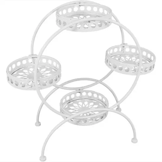 White 4-Tier Ferris Wheel Indoor/Outdoor Plant Stand - 28 in {3}