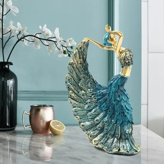 Resin Dancing Figurine Peacock Sculpture Abstract Art Statue Homes Furnishings {3}