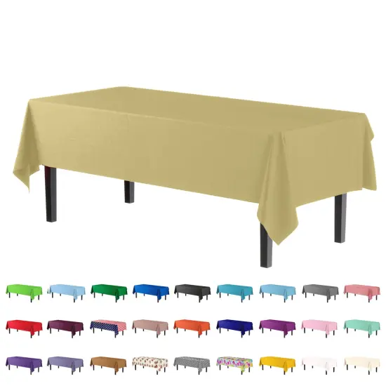 Exquisite 12-Pack Premium Plastic Tablecloth 54in. x 108in. Rectangle Plastic Table Cover Light Yellow {4}