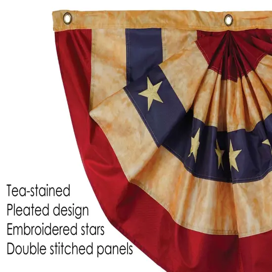 In the Breeze Stars and Stripes Pleated Fan Bunting, Antiqued/Tea-Stained, 1.5' x 3' {4}