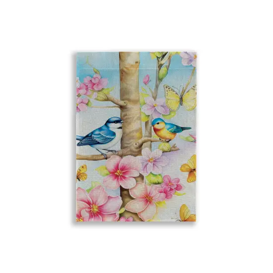 Spring Birds Burlap Garden Flag {1}