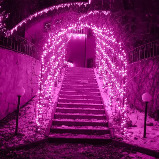 2 Pack Solar String Lights Outdoor, 200 LED Extra-Long 72FT Solar Powered Lights with 8 Lighting Modes, Waterproof Outdoor Lighting Decoration for Garden, Patio, Balcony, Xmas, Wedding, Party (Pink) {2}