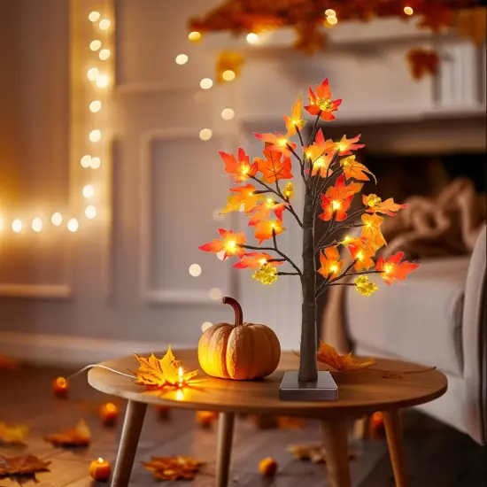 2 Pack Lighted Fall Tree Fall Decor {5}