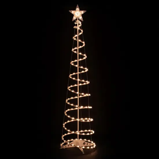 Northlight Lighted Spiral Outdoor Christmas Trees - 4' and 6' - Clear - Set of 2 White {7}