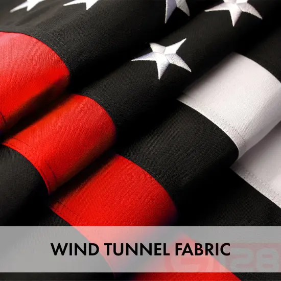 Thin Red Line Flag 220GSM Embroidered Spun Polyester 3x5 Ft {6}