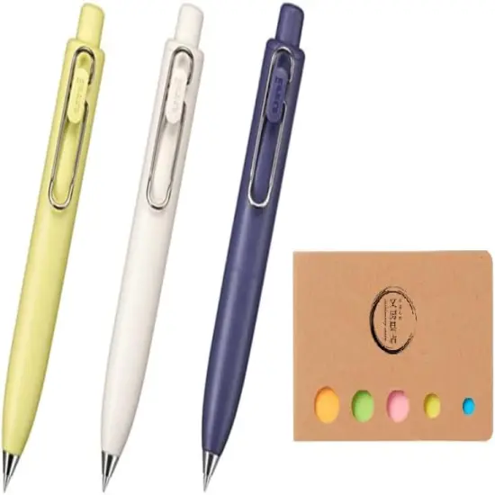 Ballpoint One P Gel Ink Rollerball pen, 0.5mm Black Ink, 3 Body Colors set Sticky Note {1}
