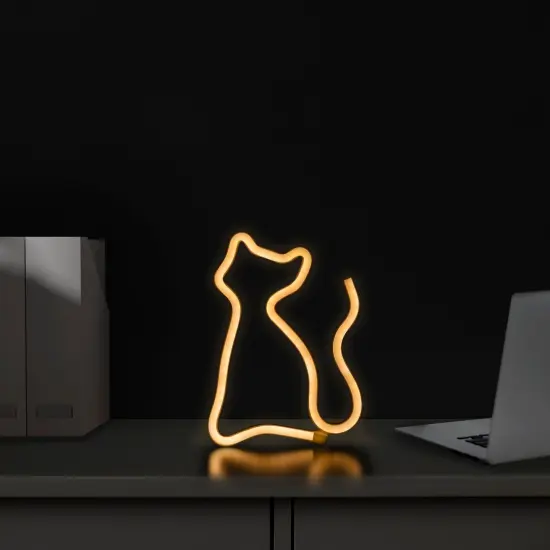 Northlight LED Cat Neon Lighted Wall Art - 9" - White {4}