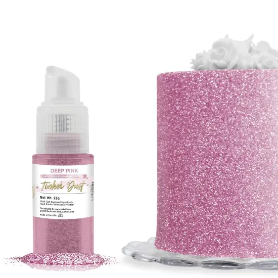Bakell - Deep Pink Tinker Dust Edible Glitter (25g, 1x Spray Pump) for Food, Desserts, and Beverages! {1}