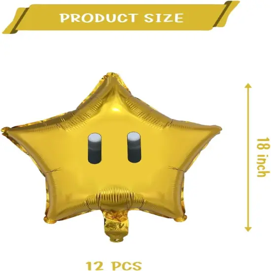 12PCS Star Foil Balloons Super Gold Coin Star Balloons Yellow Star Balloons Kids Birthday Party Decorations Supplies {2}