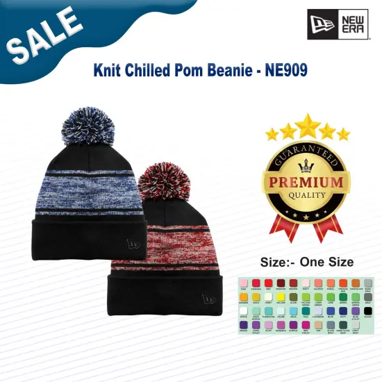 New Era &reg; Knit Chilled Pom Beanie Black/ Deep Navy {2}