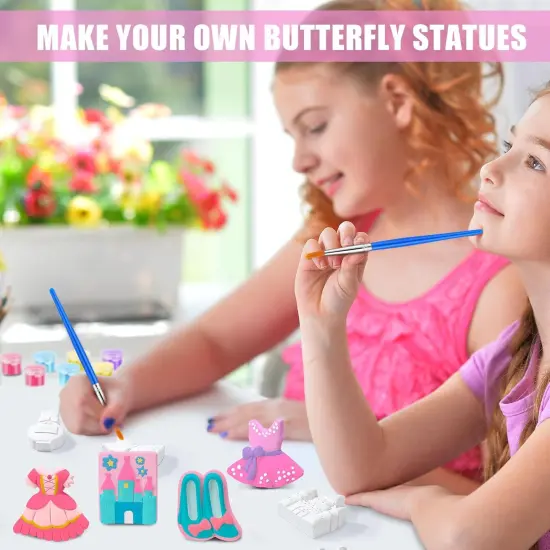 20 Set Princess DIY Painting Kit Ceramic to Paint Your Own Princess Rainbow Castle Statues Unpainted Plaster Figurines Brushes Acrylic Paints Bags Party Favor for Adults {2}