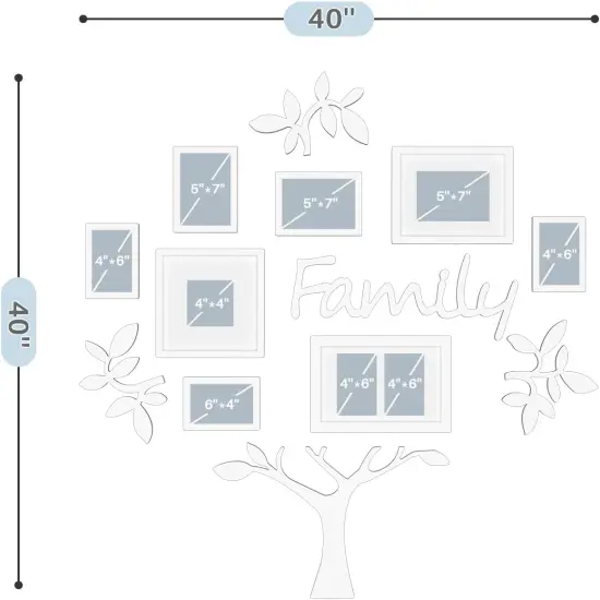 Photo Frame | Plaque College Frame - Wall Decoration Combination - White PVC Picture Frame Selfie Gallery Collage With Hanging Template & Wall Mounting Design | Family Tree {3}