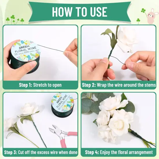 Floral Wire 22 Gauge Flower Wire for Craft, 200 Yards Green Flexible Paddle Florist Wire for Flower, Green Florist Wire Christmas Wreaths Tree, Garland Floral Flower Arrangements, and Wreath Frame {5}