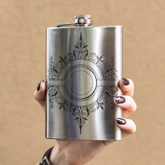 8oz Decorative Design Stainless Steel Flask {3}