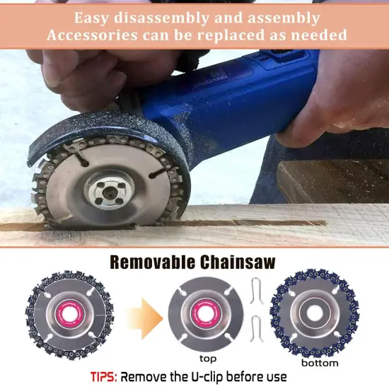 13PCS Wood Carving Disc Set for 4" or 4 1/2" Angle Grinder, Stump Tool Grinding Wheel Disc with 5/8" Adapter Ring, Woodworking Sanding Wheel Discs for Cutting Shaping Carving Polishing {4}