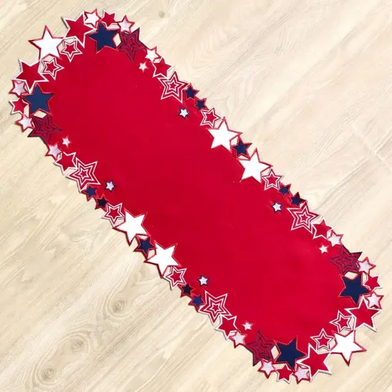 Americana July 4th Celebration Fabric Cutwork Table Runner (Border Cutwork Runner) {1}