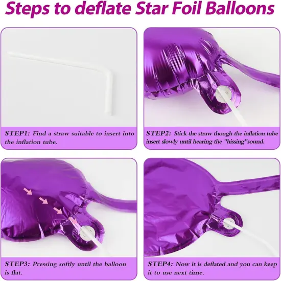 60 Pcs Star Foil Balloons Explosion 12 Point Cone Balloon Magic Starburst Balloon Large for Wedding Anniversary Backdrop Birthday Party Decorations (Purple) {4}