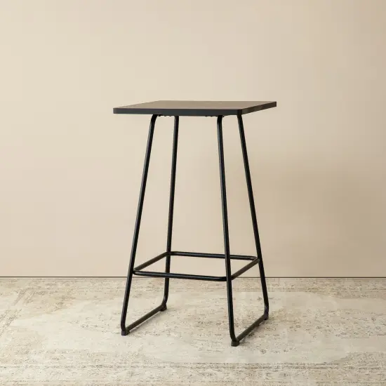 41"H Industrial Modern Square Wood Top Bar Height Pub Tables Brown {7}