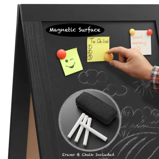 Casafield A Frame Chalkboard Sign, 40" x 20" Double-Sided Magnetic Menu Board for Restaurants, Sandwich Shops, Caf&eacute;s, Sidewalks, Weddings {5}