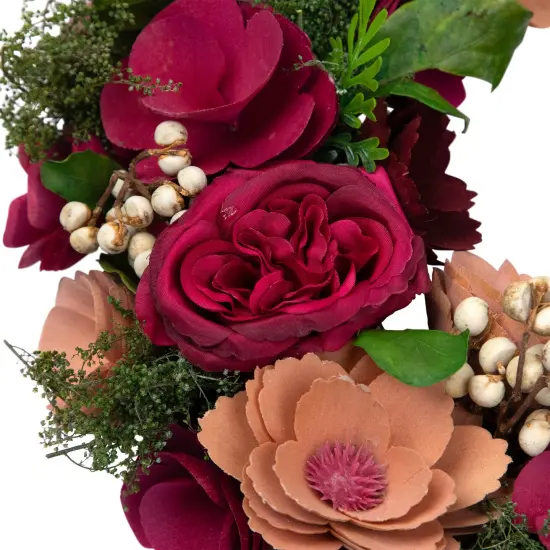 Northlight Wooden Floral Artificial Spring Wreath with Dried Pods - 13.5" Red {6}