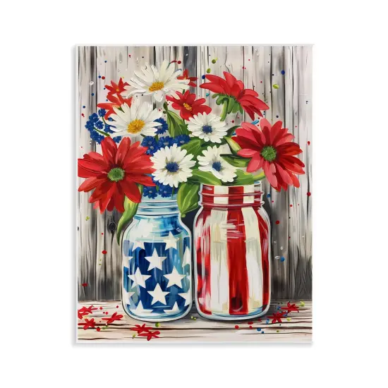 Stupell Industries Patriotic Flower Jars Wall Plaque By Arlington Prints {1}
