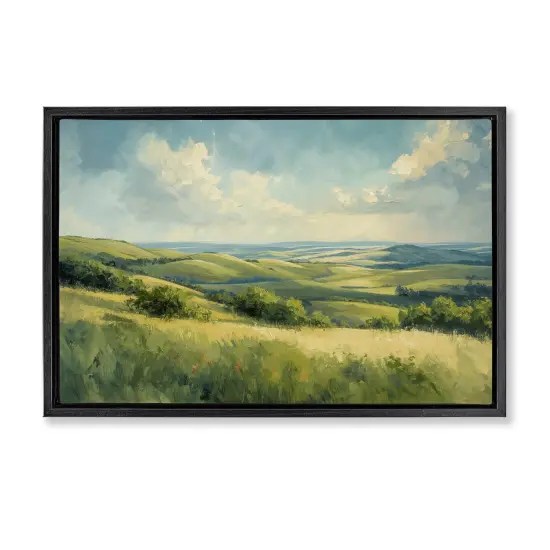 Stupell Industries Rolling Emerald Horizon Floater Framed Canvas Wall Art Design by Gina Kelly {1}