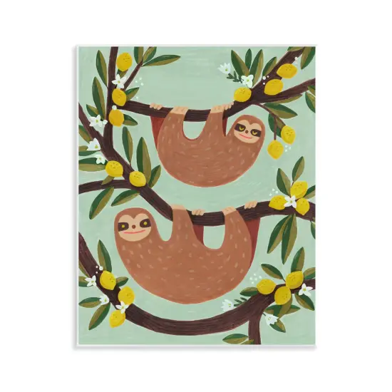 Stupell Industries Sloths on Lemon Tree Branches Wall Plaque Art Design by Irene Chan {1}